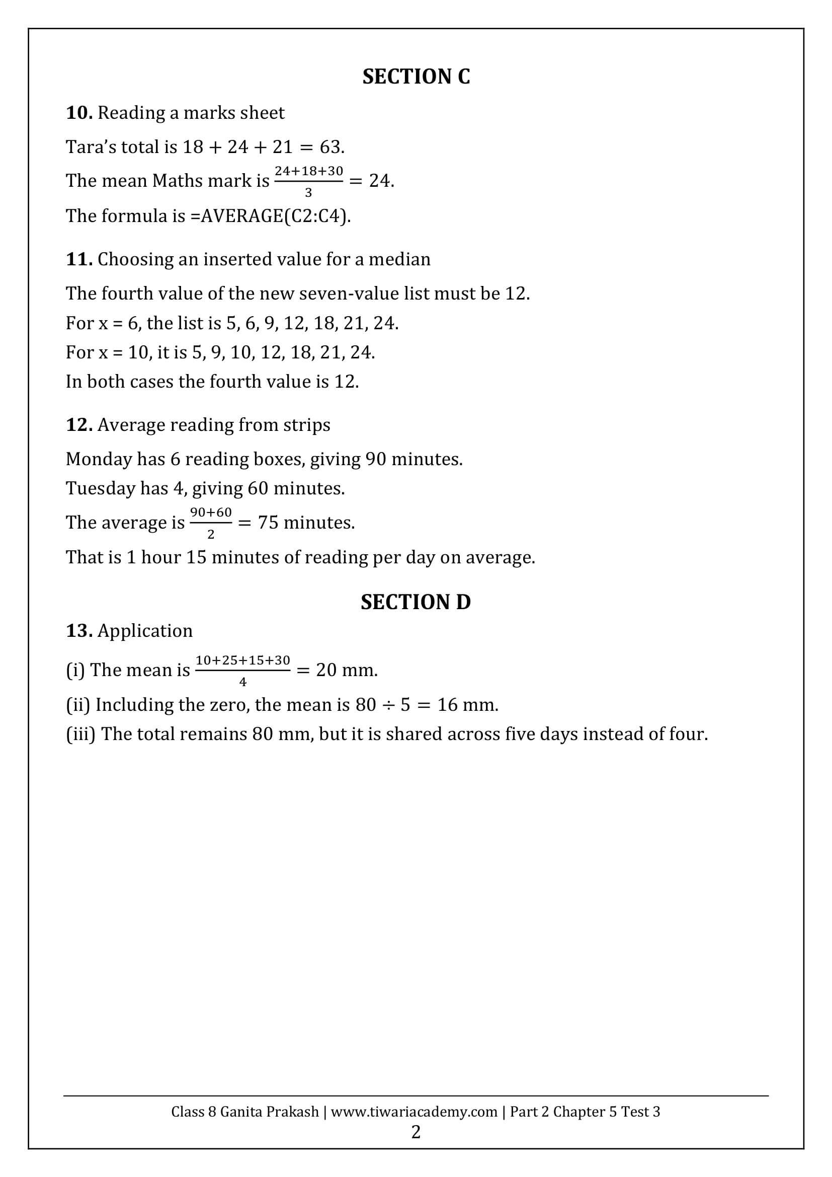 Class 8 Maths Part 2 Chapter 5 Test Paper 3 Answers Page 2