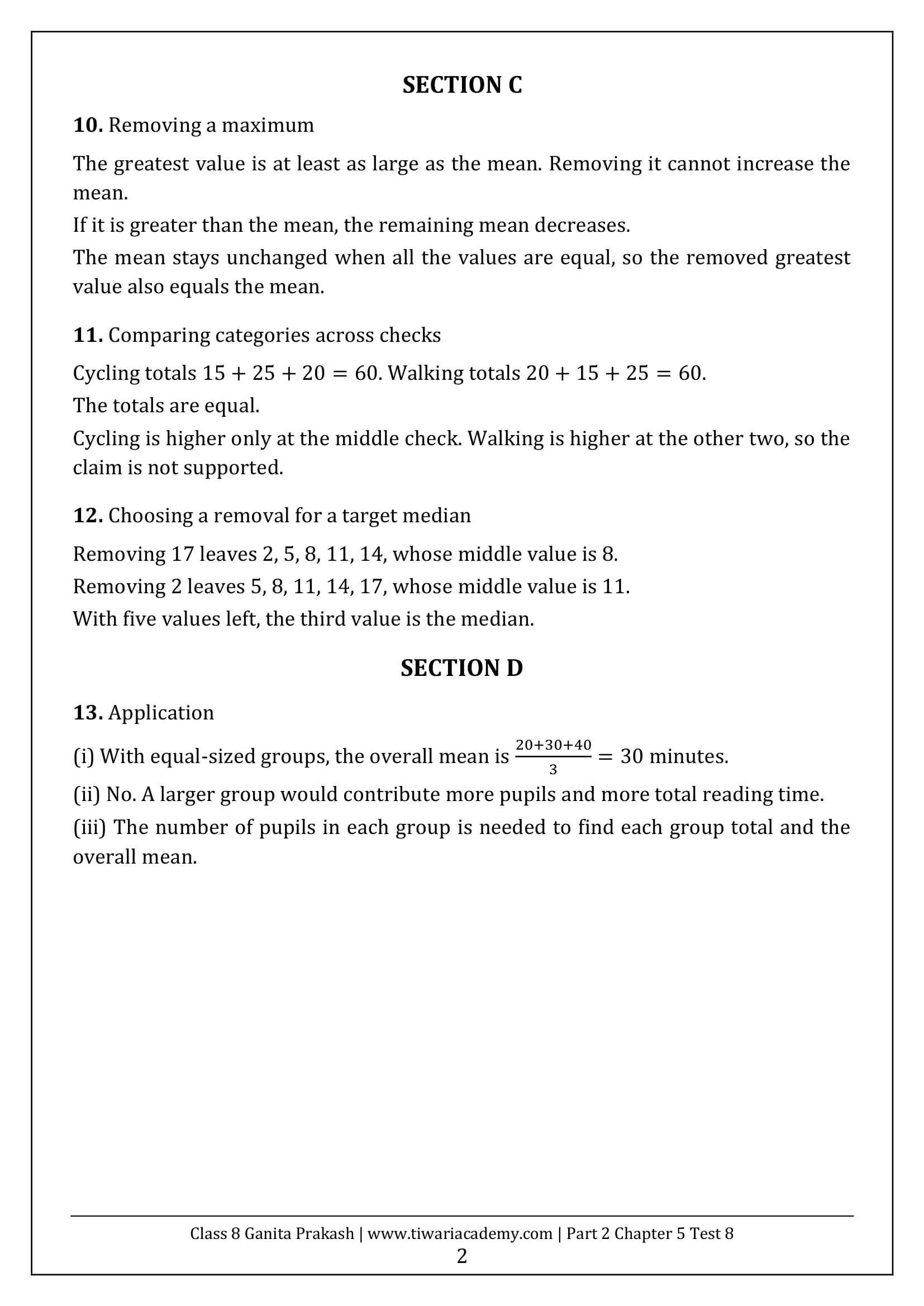 Class 8 Maths Part 2 Chapter 5 Test Paper 8 Answers Page 2
