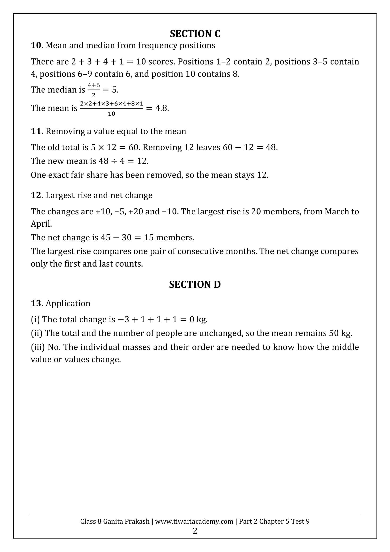 Class 8 Maths Part 2 Chapter 5 Test Paper 9 Answers Page 2