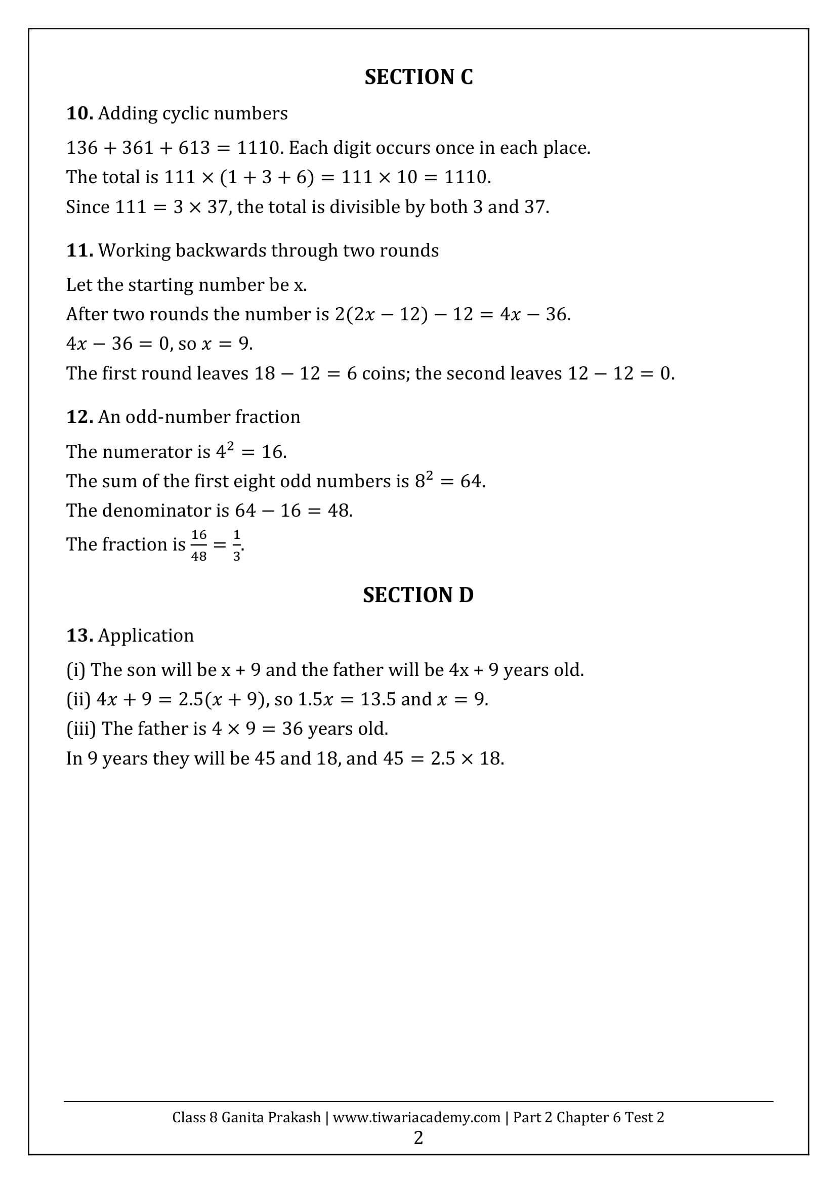 Class 8 Maths Part 2 Chapter 6 Test Paper 2 Answers Page 2