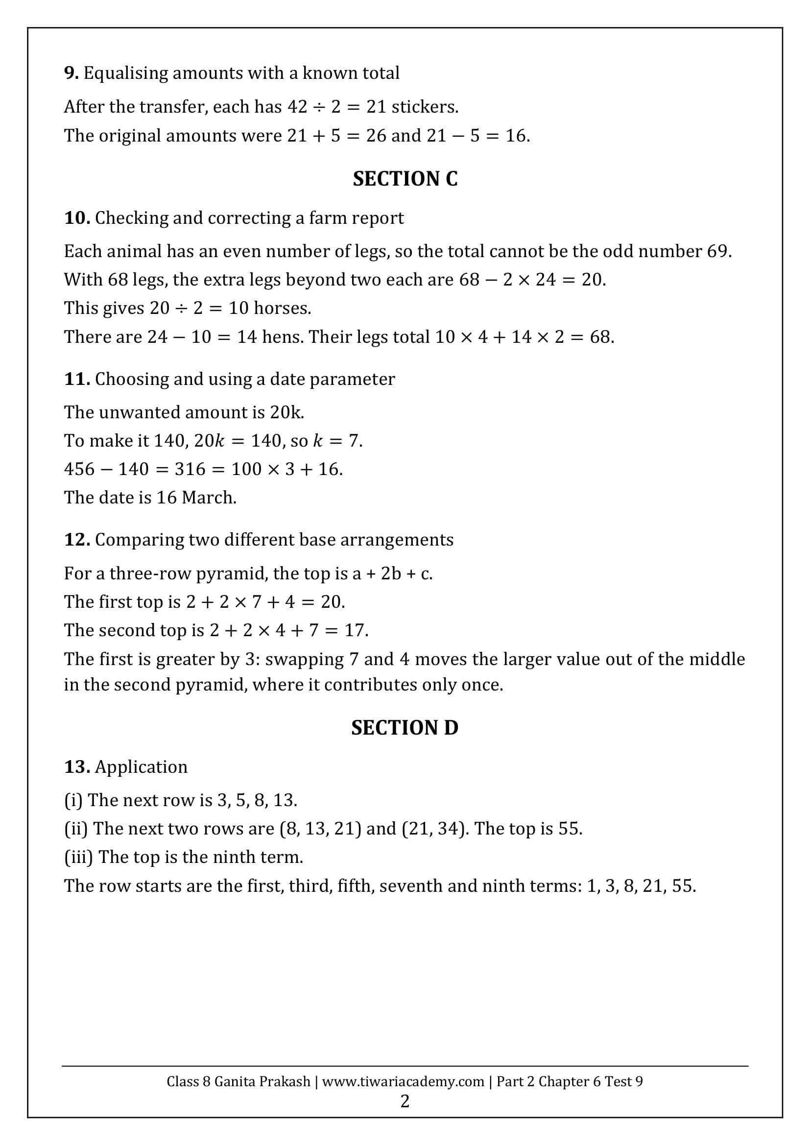 Class 8 Maths Part 2 Chapter 6 Test Paper 9 Answers Page 2