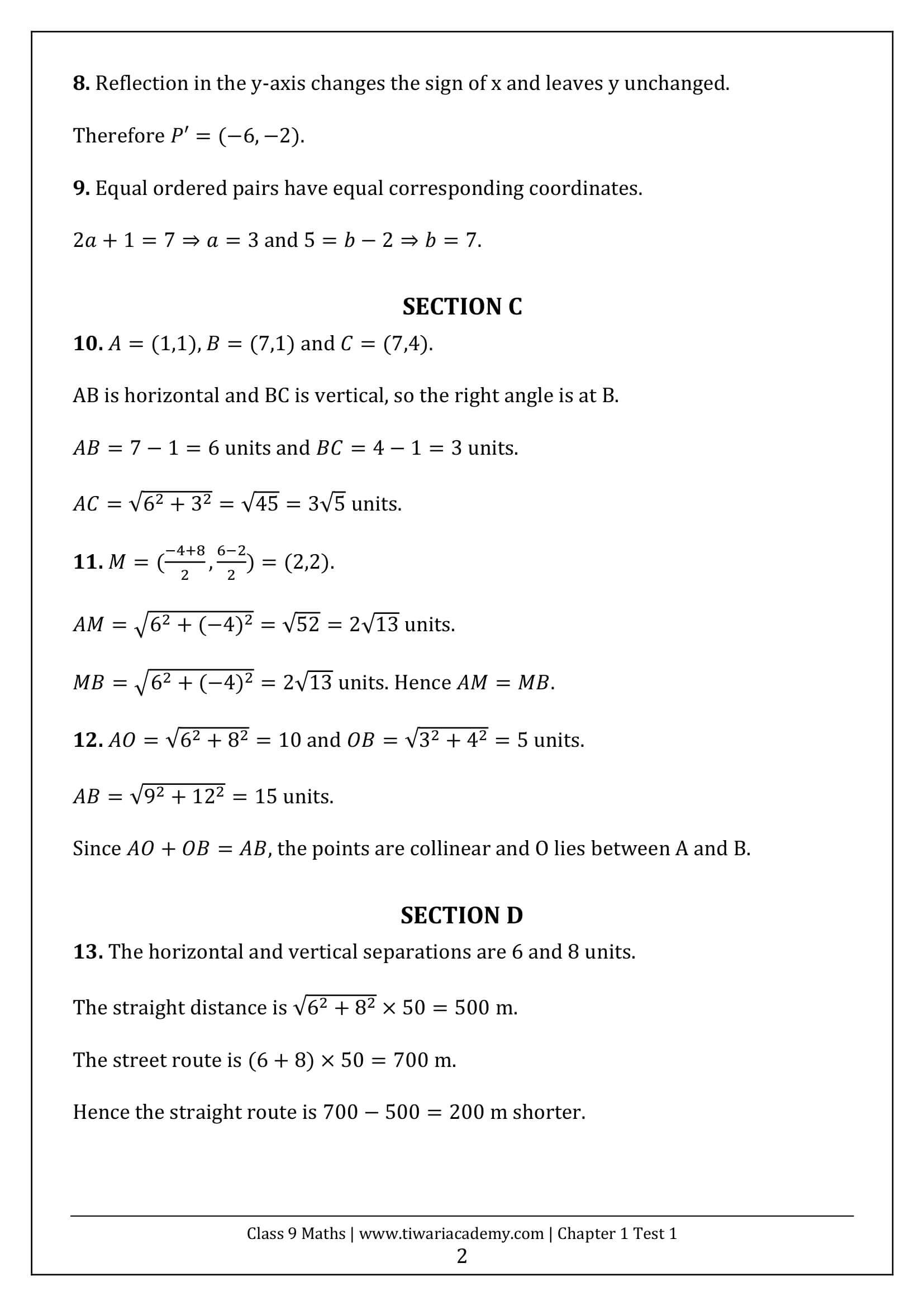 Class 9 Maths Ganita Manjari Chapter 1 Test 1 Answer Page 2