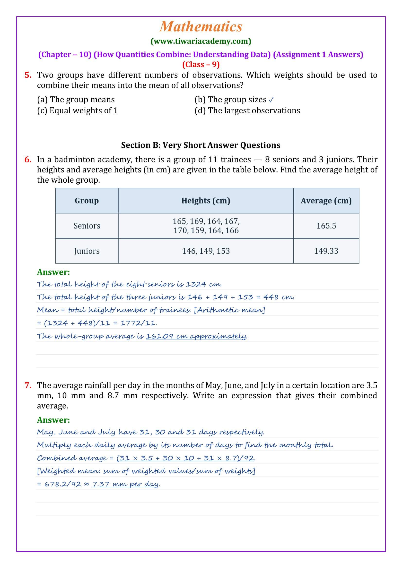 Ganita Manjari Chapter 10 Assignment 1 Answers Page 2