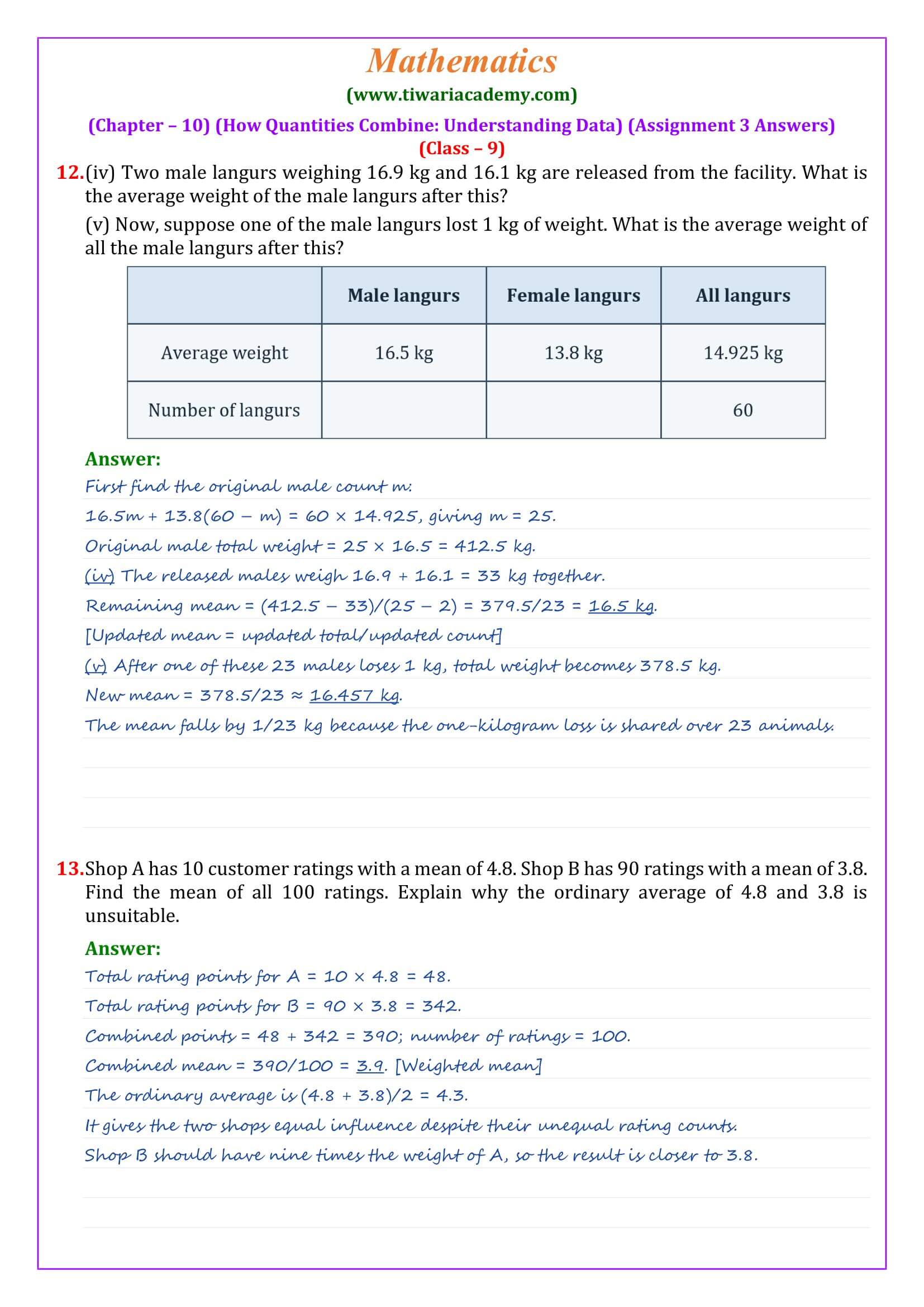 Ganita Manjari Chapter 10 Assignment 3 Answers Page 6