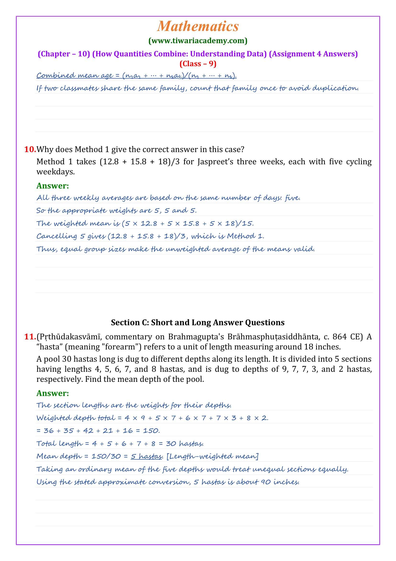 Ganita Manjari Chapter 10 Assignment 4 Answers Page 5