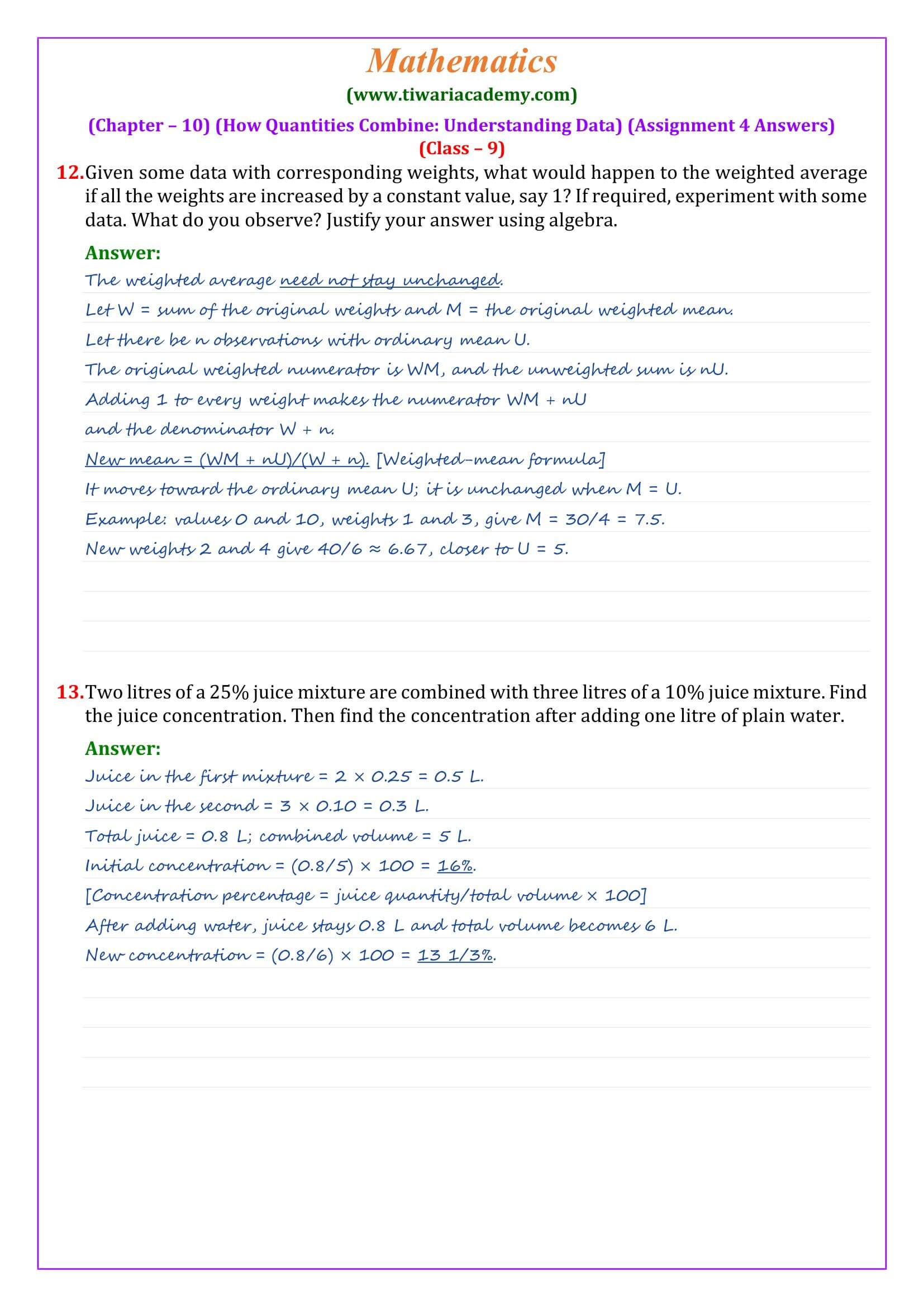 Ganita Manjari Chapter 10 Assignment 4 Answers Page 6