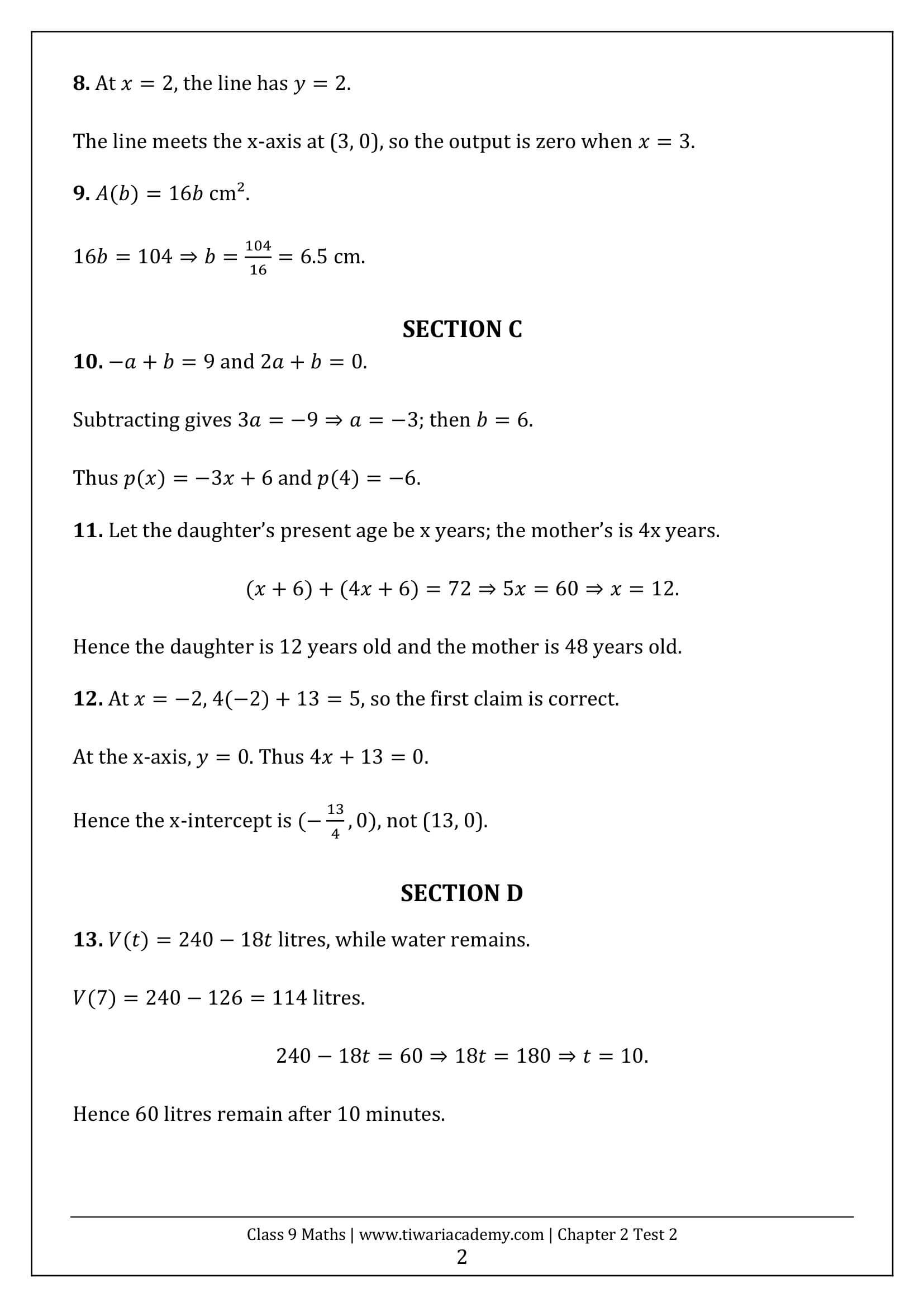 Class 9 Maths Ganita Manjari Chapter 2 Test 2 Answer Page 2