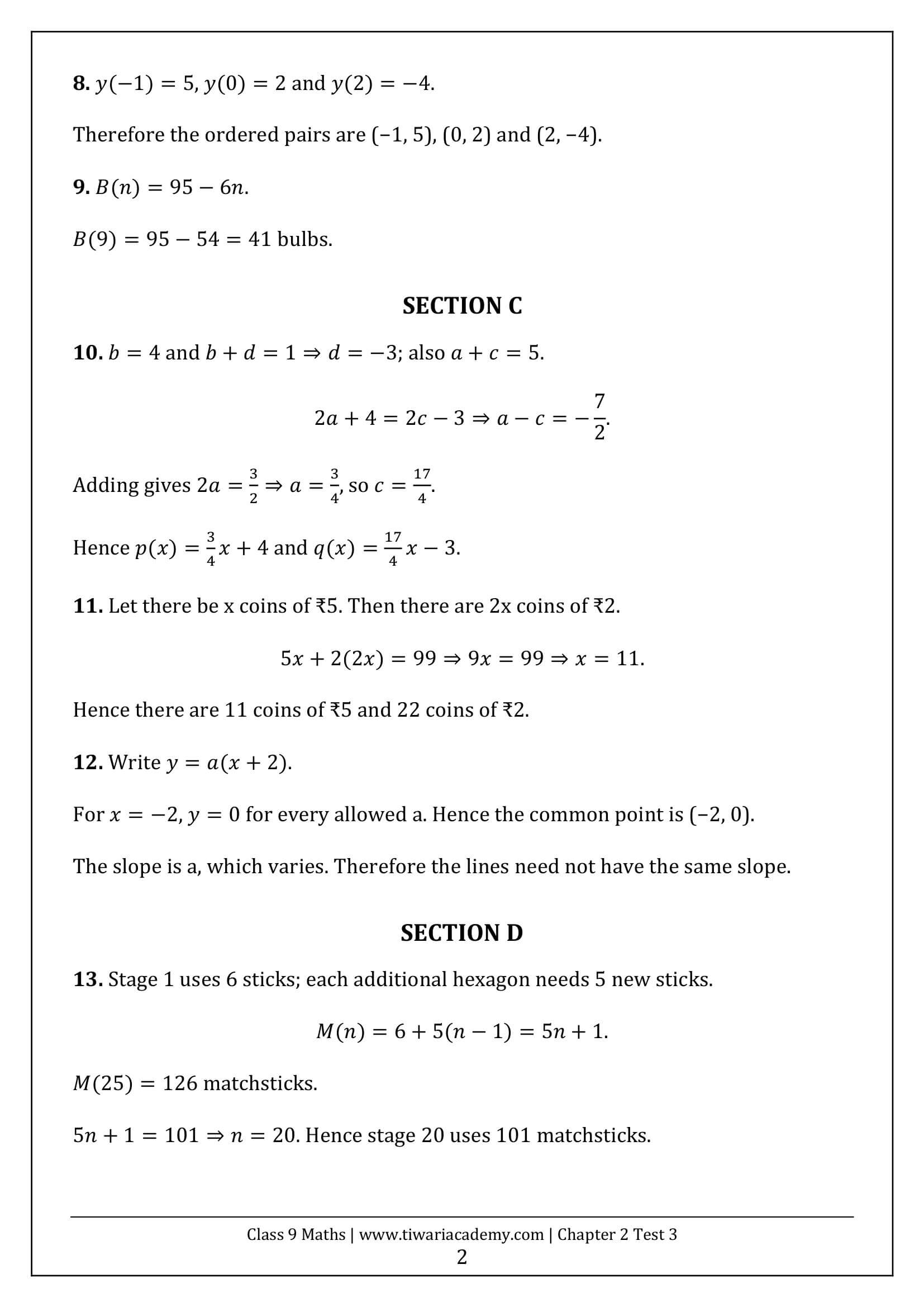 Class 9 Maths Ganita Manjari Chapter 2 Test 3 Answer Page 2