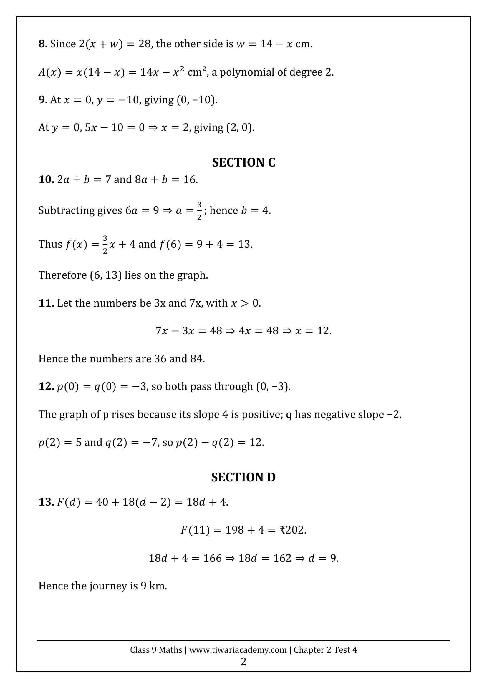 Class 9 Maths Ganita Manjari Chapter 2 Test 4 Answer Page 2