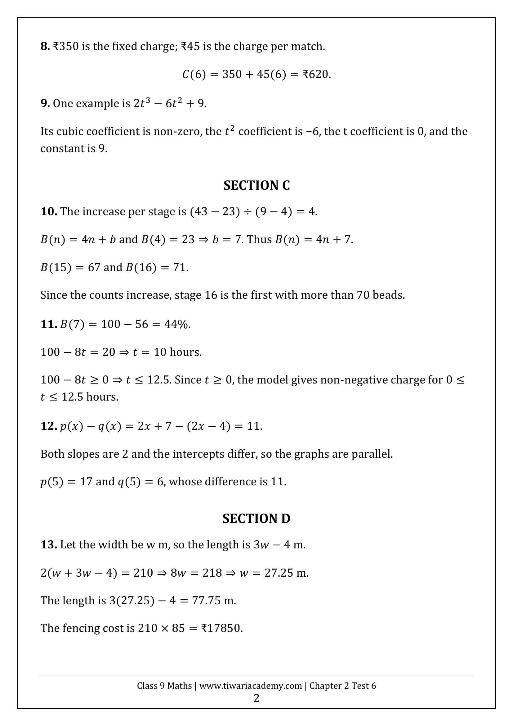 Class 9 Maths Ganita Manjari Chapter 2 Test 6 Answer Page 2