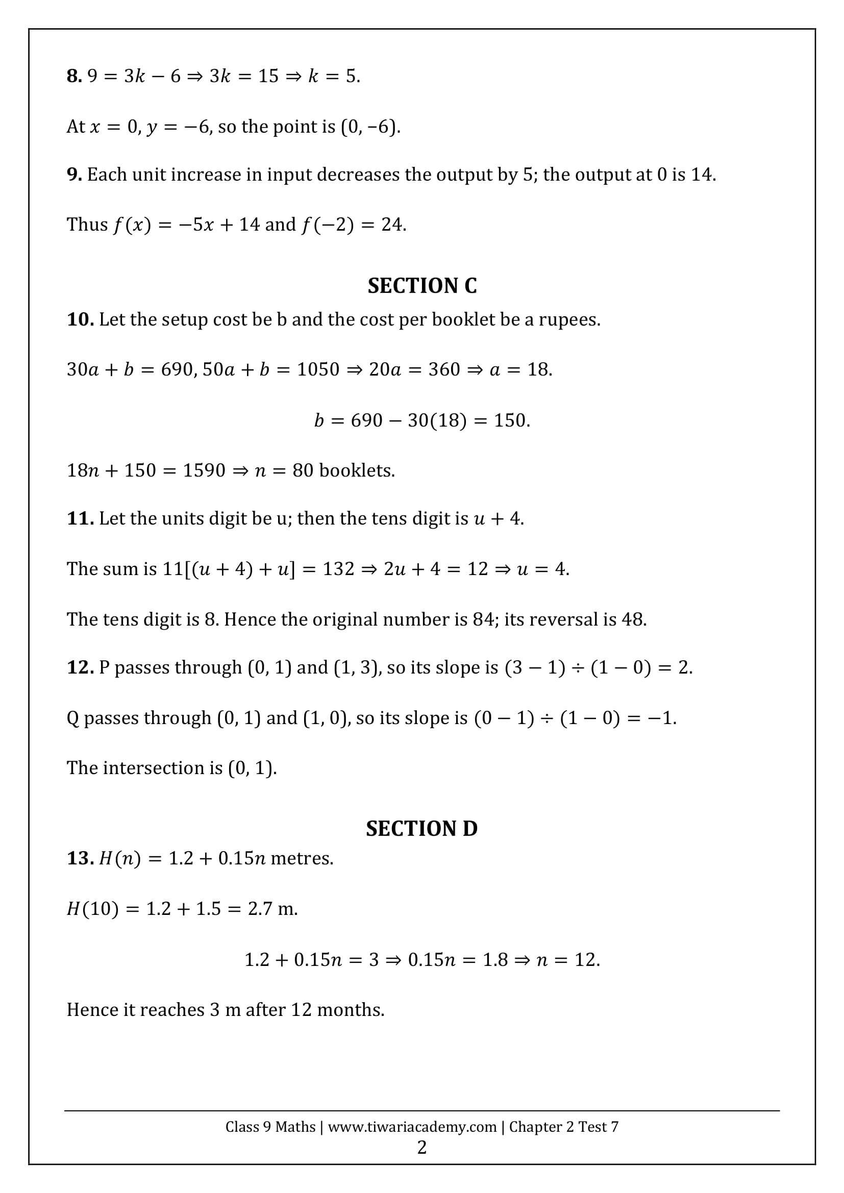 Class 9 Maths Ganita Manjari Chapter 2 Test 7 Answer Page 2