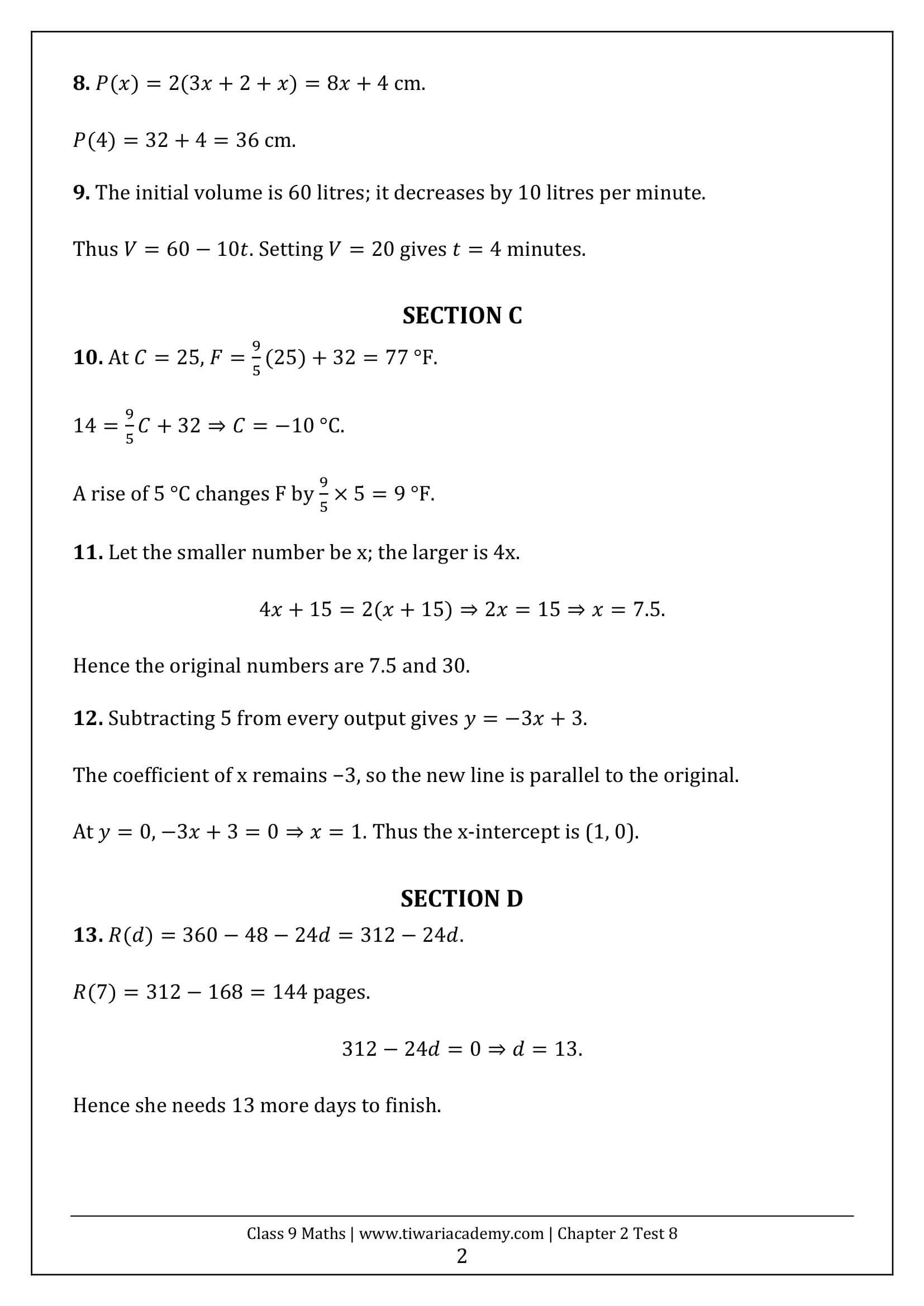 Class 9 Maths Ganita Manjari Chapter 2 Test 8 Answer Page 2