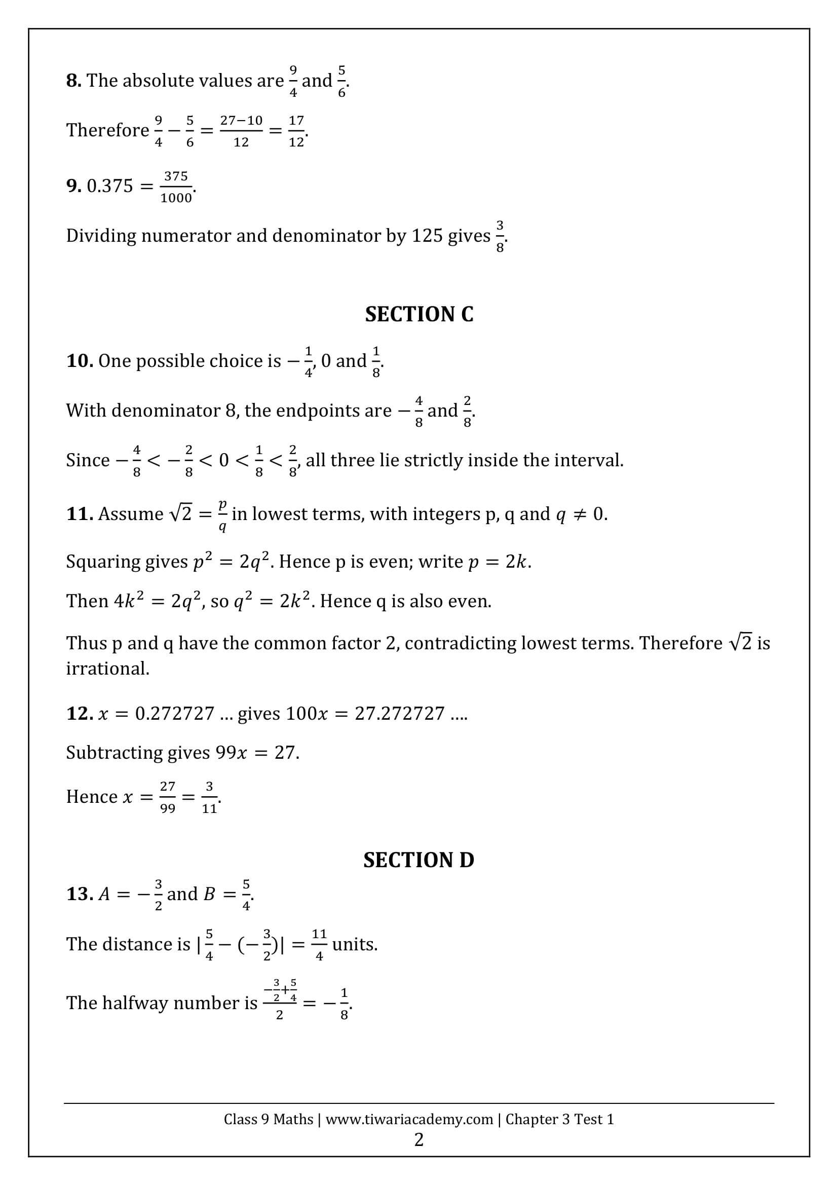 Class 9 Maths Ganita Manjari Chapter 3 Test 1 Answer Page 2