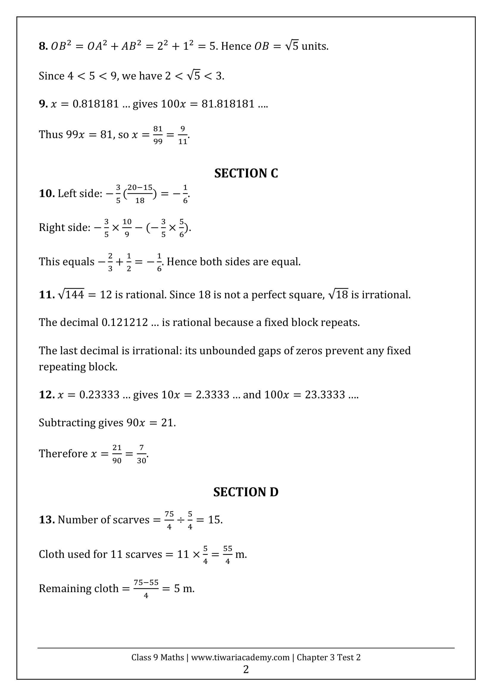 Class 9 Maths Ganita Manjari Chapter 3 Test 2 Answer Page 2