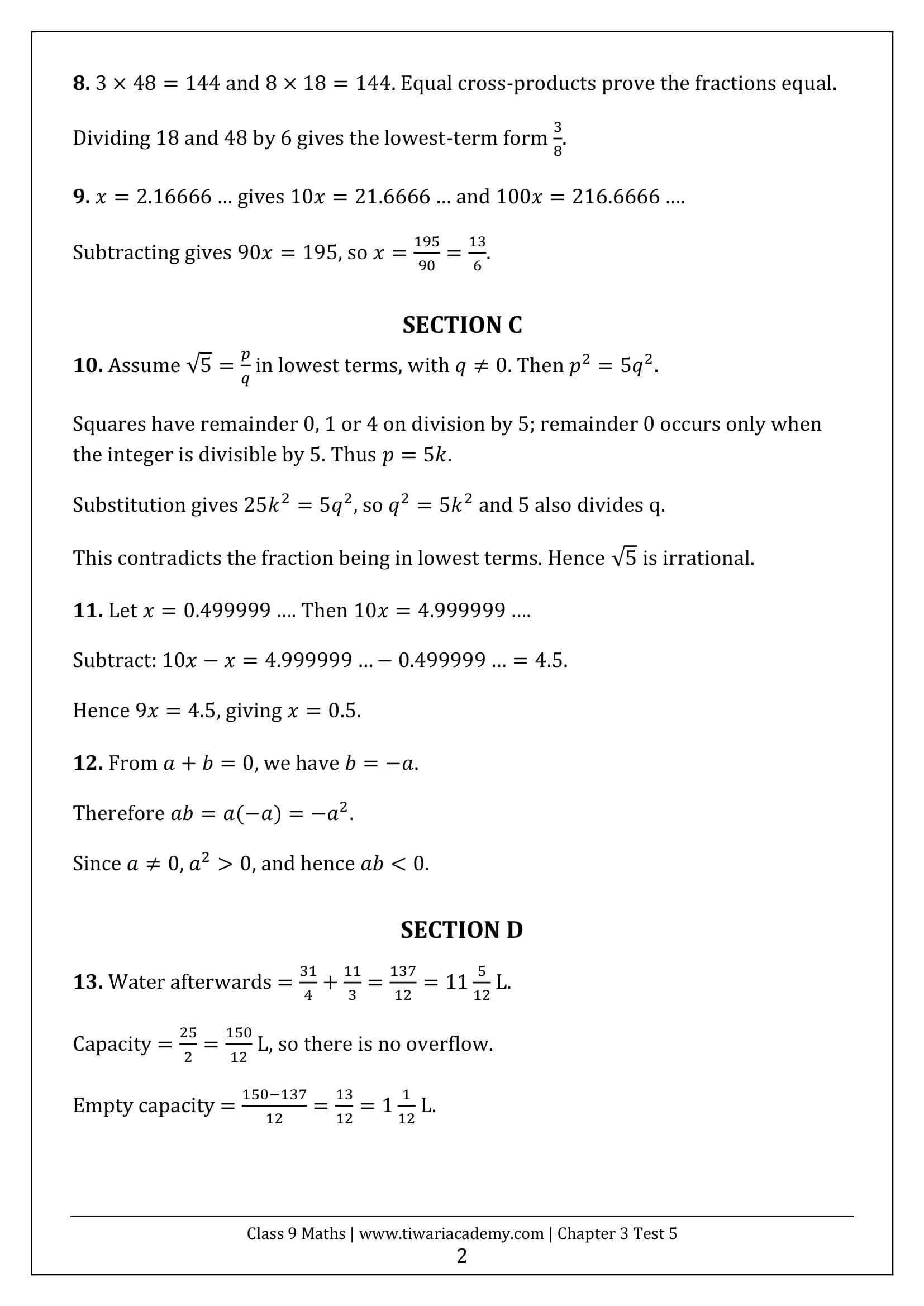 Class 9 Maths Ganita Manjari Chapter 3 Test 5 Answer Page 2