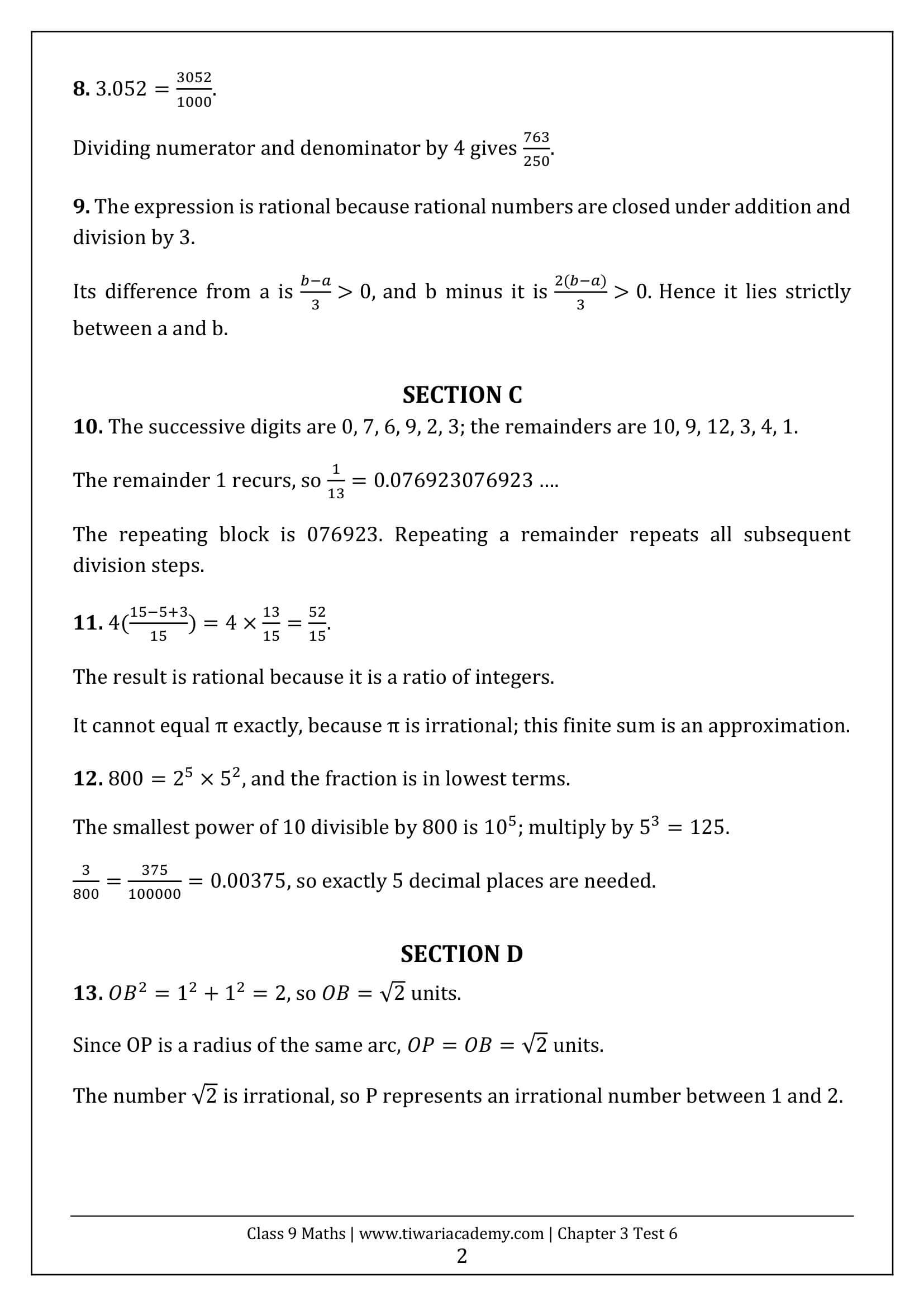 Class 9 Maths Ganita Manjari Chapter 3 Test 6 Answer Page 2