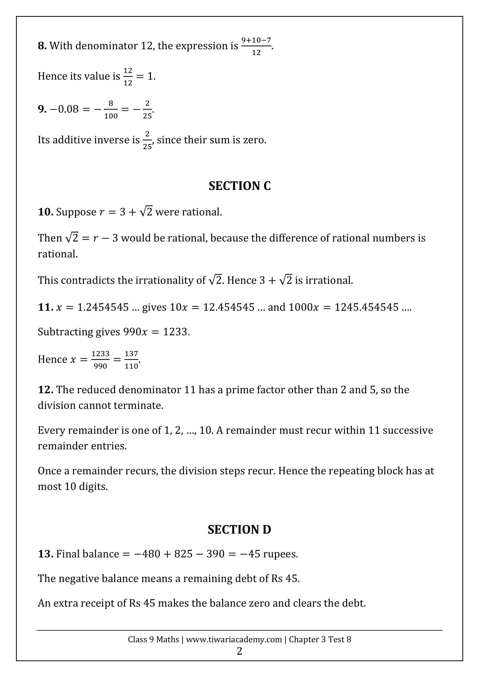 Class 9 Maths Ganita Manjari Chapter 3 Test 8 Answer Page 2