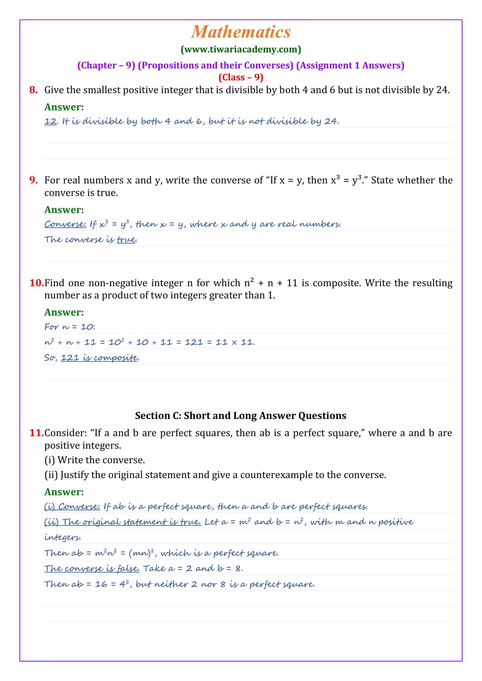 Class 9 Maths Ganita Manjari Chapter 9 Assignment 1 Page 2