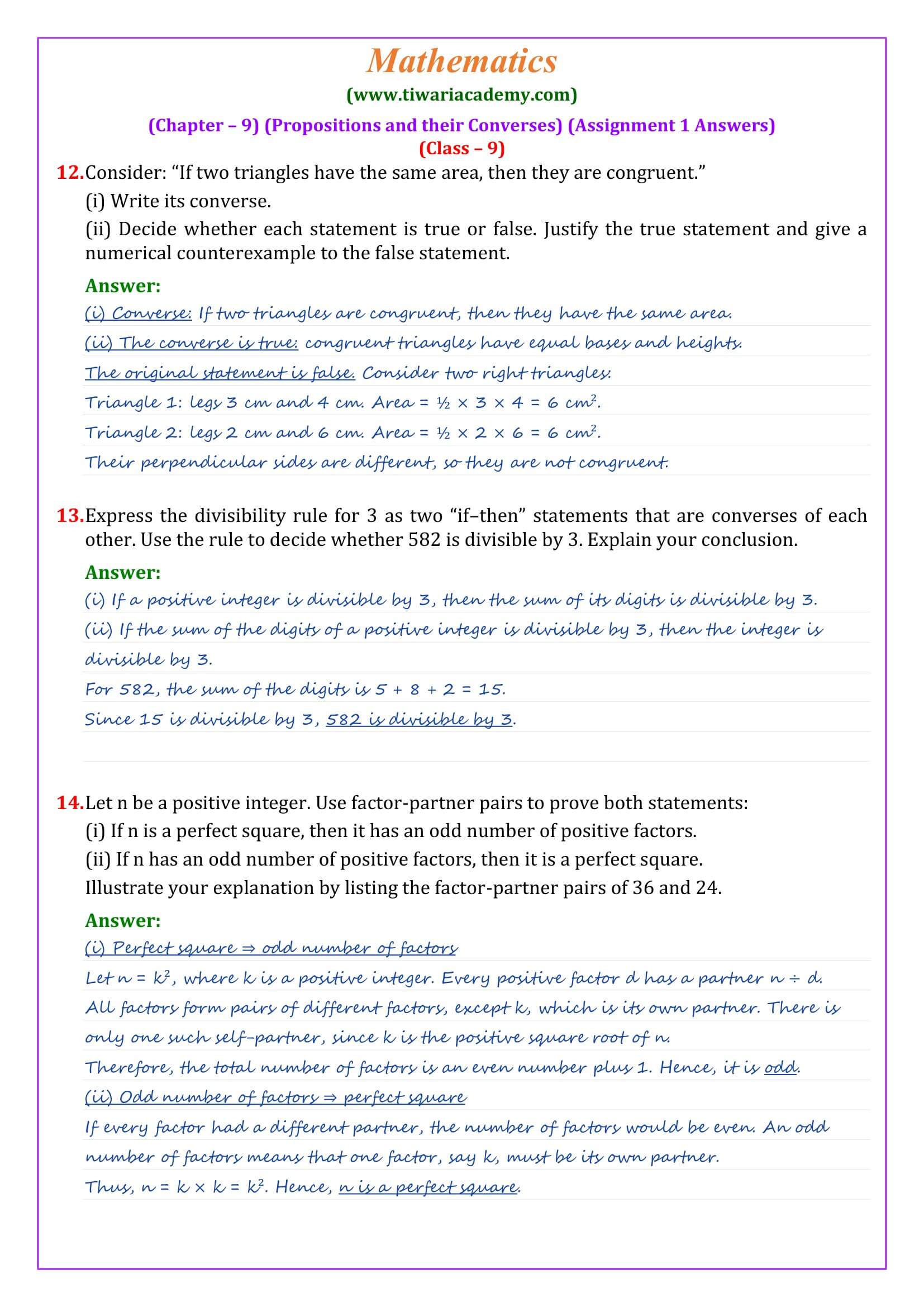 Class 9 Maths Ganita Manjari Chapter 9 Assignment 1 Page 3
