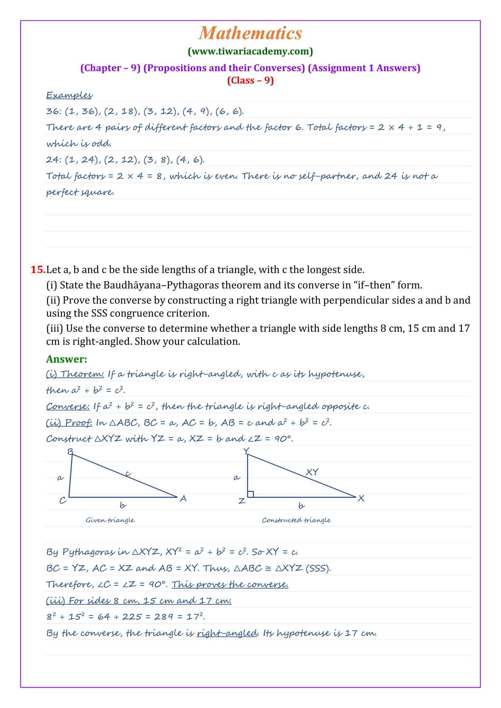 Class 9 Maths Ganita Manjari Chapter 9 Assignment 1 Page 4