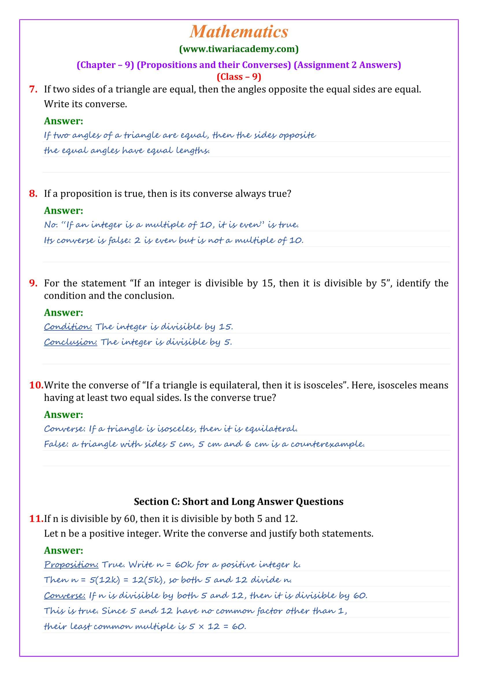 Class 9 Maths Ganita Manjari Chapter 9 Assignment 2 Page 2