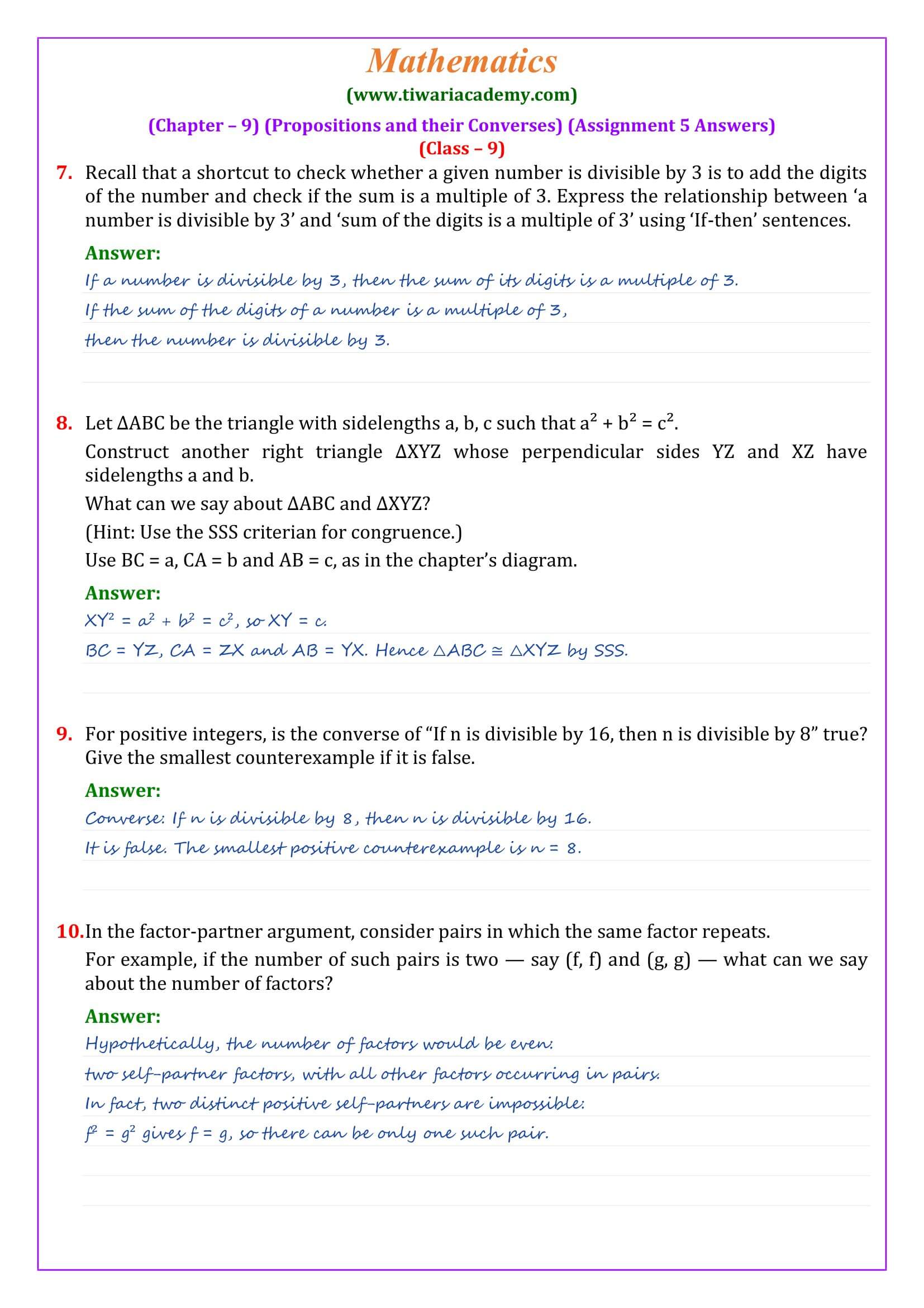 Class 9 Maths Ganita Manjari Chapter 9 Assignment 5 Page 2