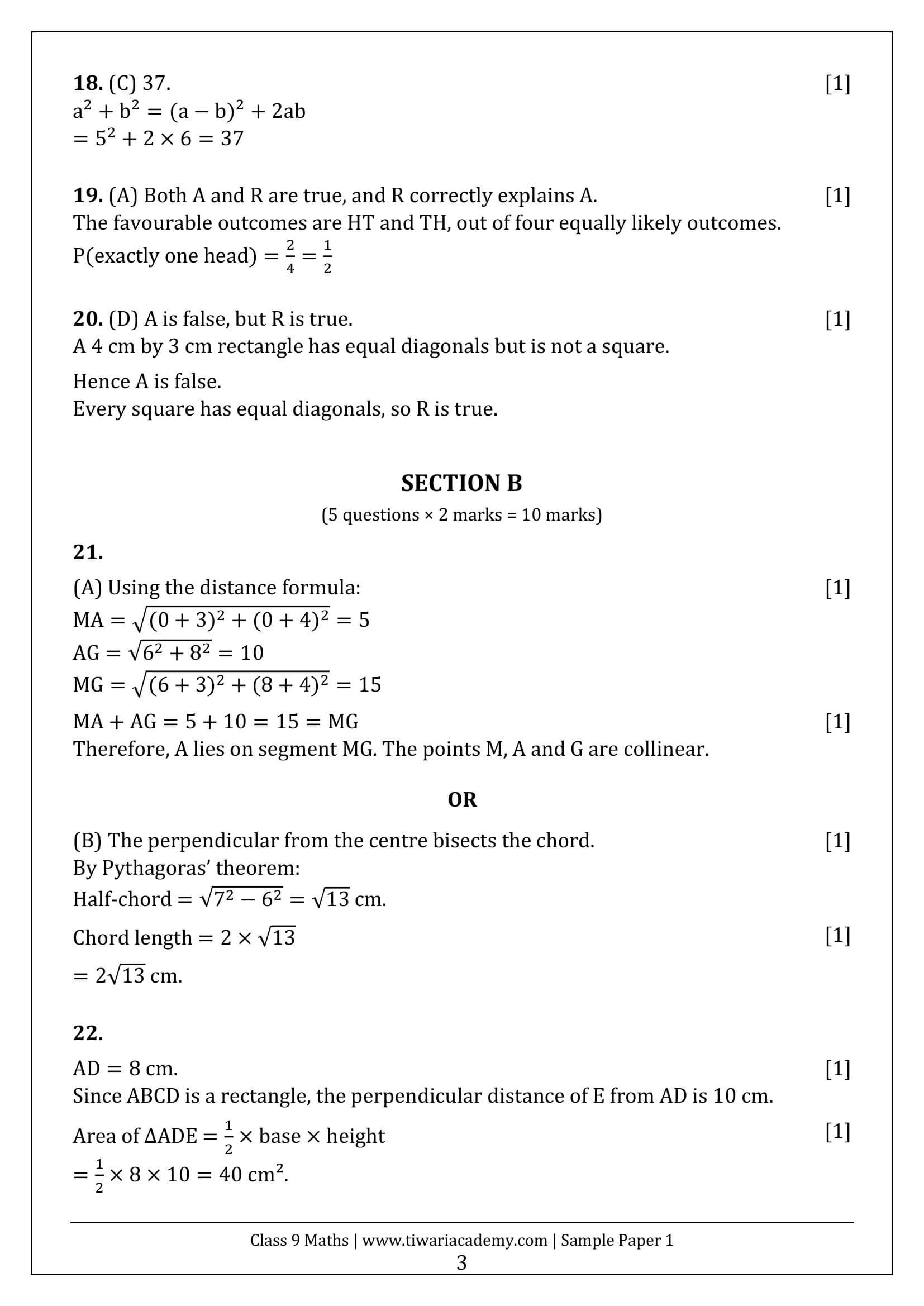Class 9 Maths Ganita Manjari Sample Paper 1 Answers Page 3
