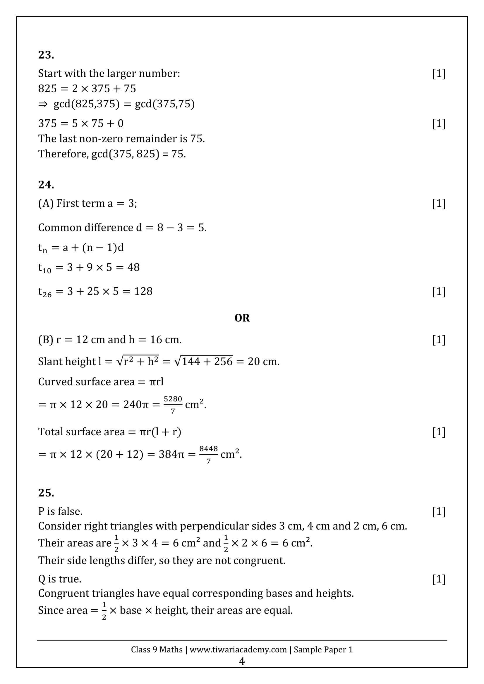 Class 9 Maths Ganita Manjari Sample Paper 1 Answers Page 4