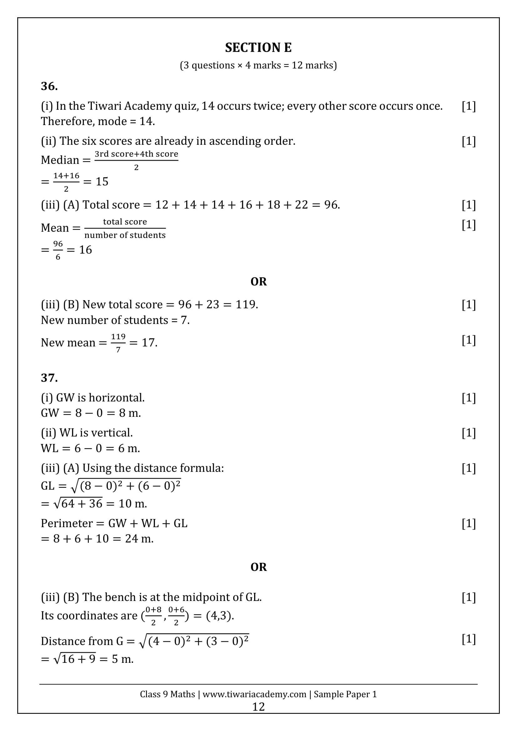 Class 9 Maths Ganita Manjari Sample Paper 1 Answers Page 12