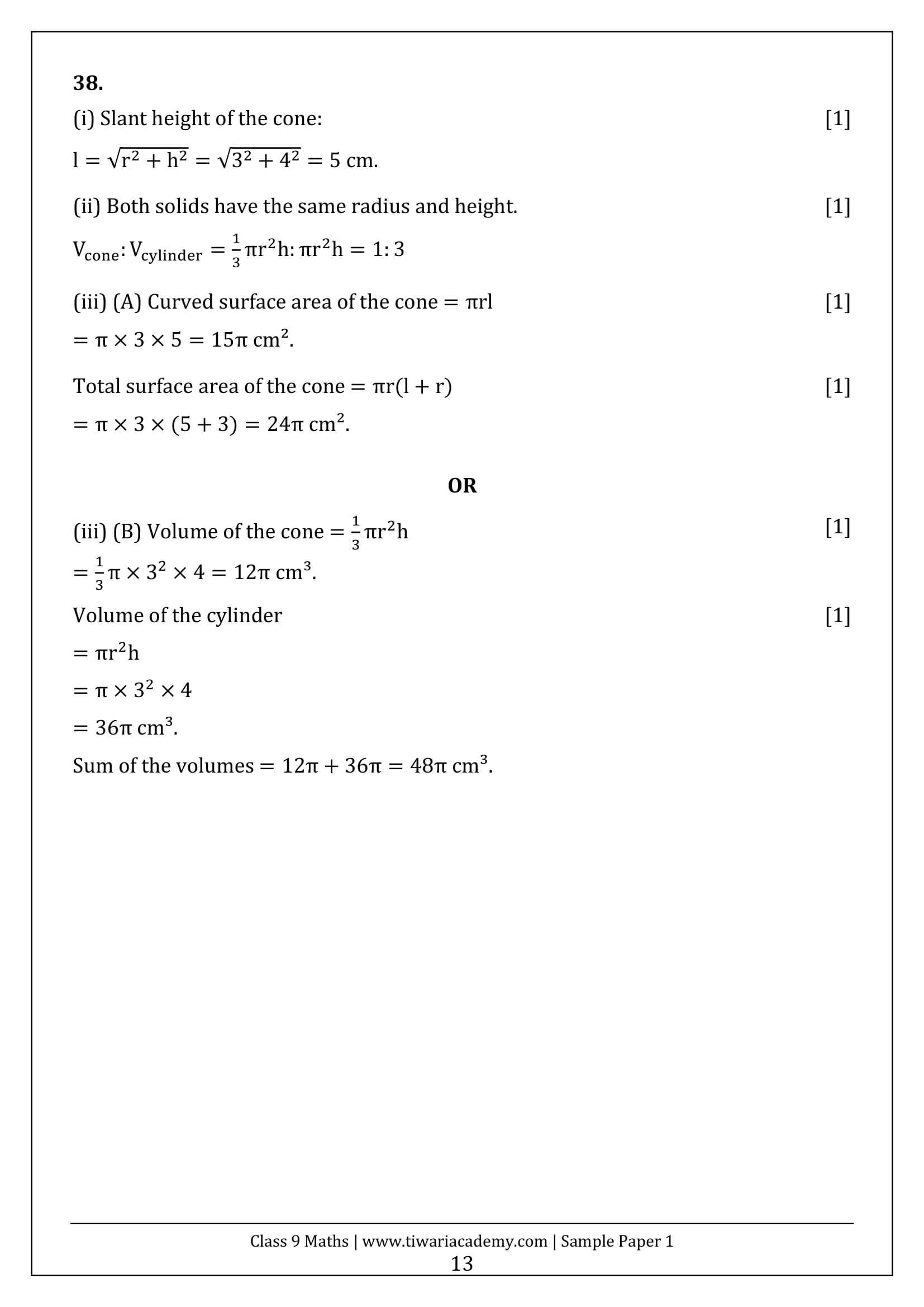 Class 9 Maths Ganita Manjari Sample Paper 1 Answers Page 13