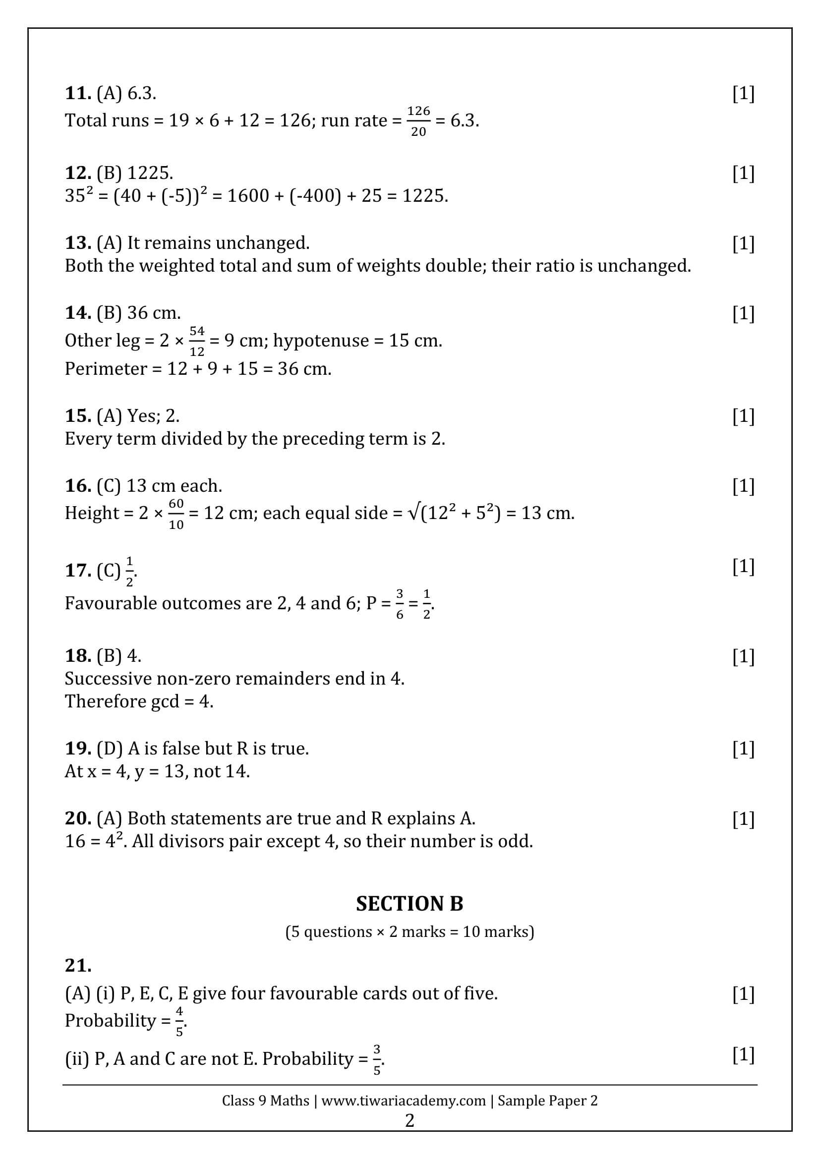 Class 9 Maths Ganita Manjari Sample Paper 2 Answers Page 2