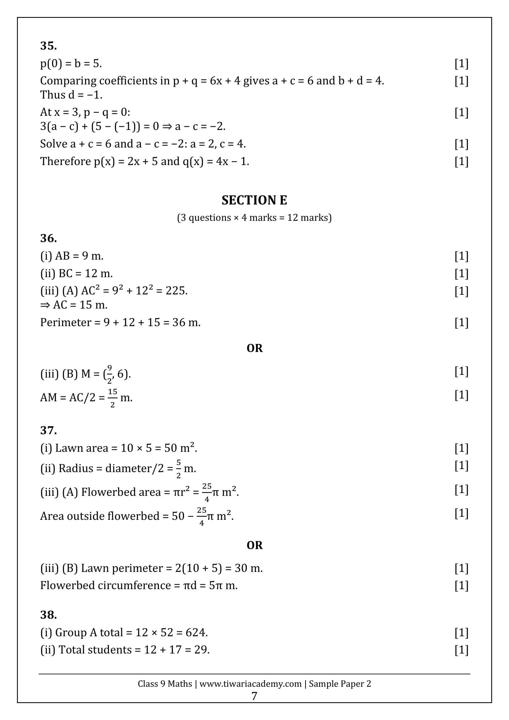 Class 9 Maths Ganita Manjari Sample Paper 2 Answers Page 7