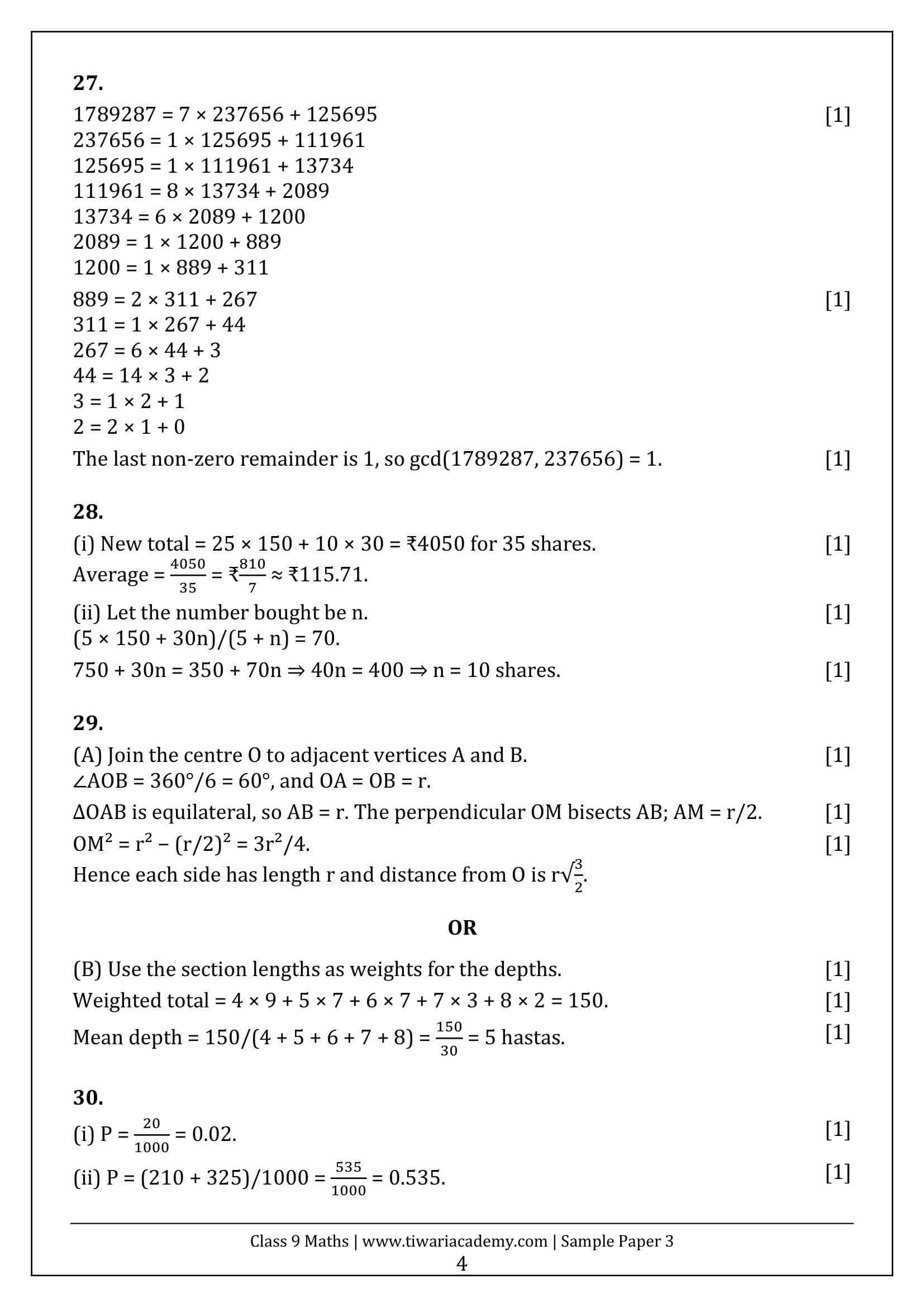 Class 9 Maths Ganita Manjari Sample Paper 3 Answers Page 4