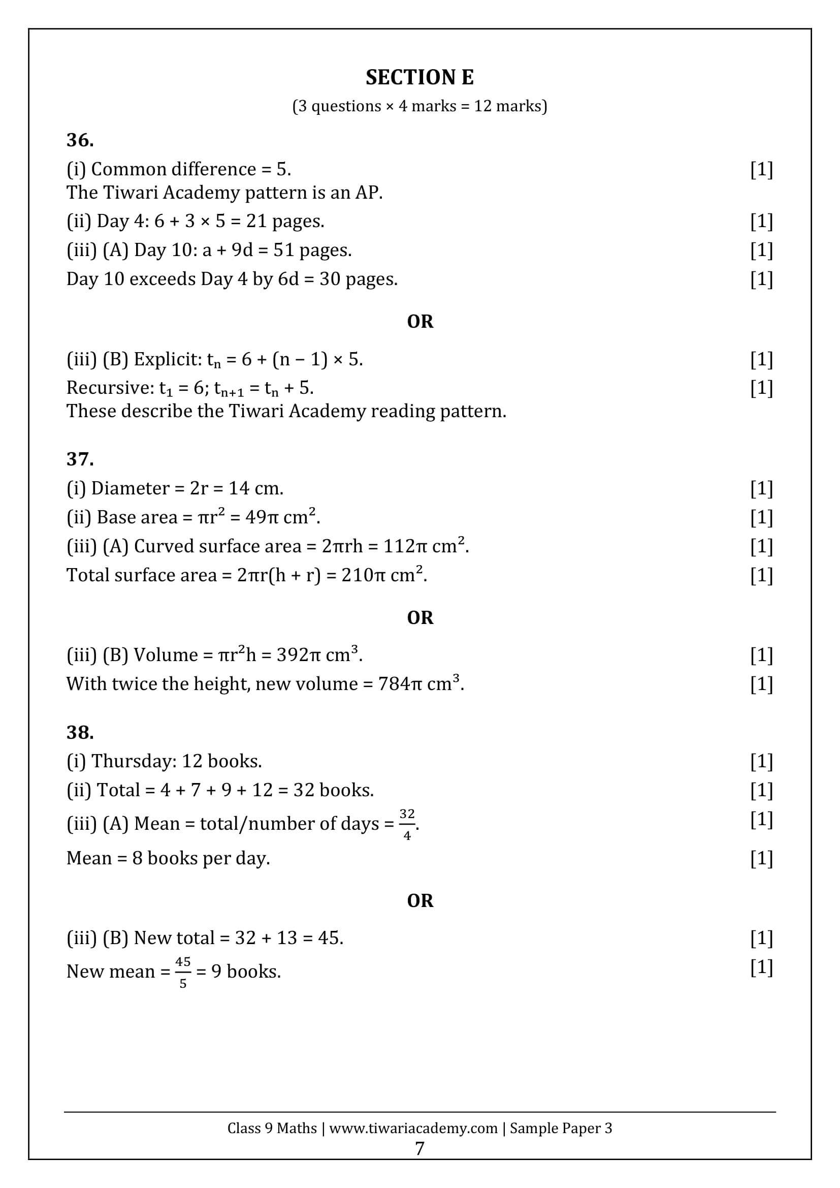 Class 9 Maths Ganita Manjari Sample Paper 3 Answers Page 7