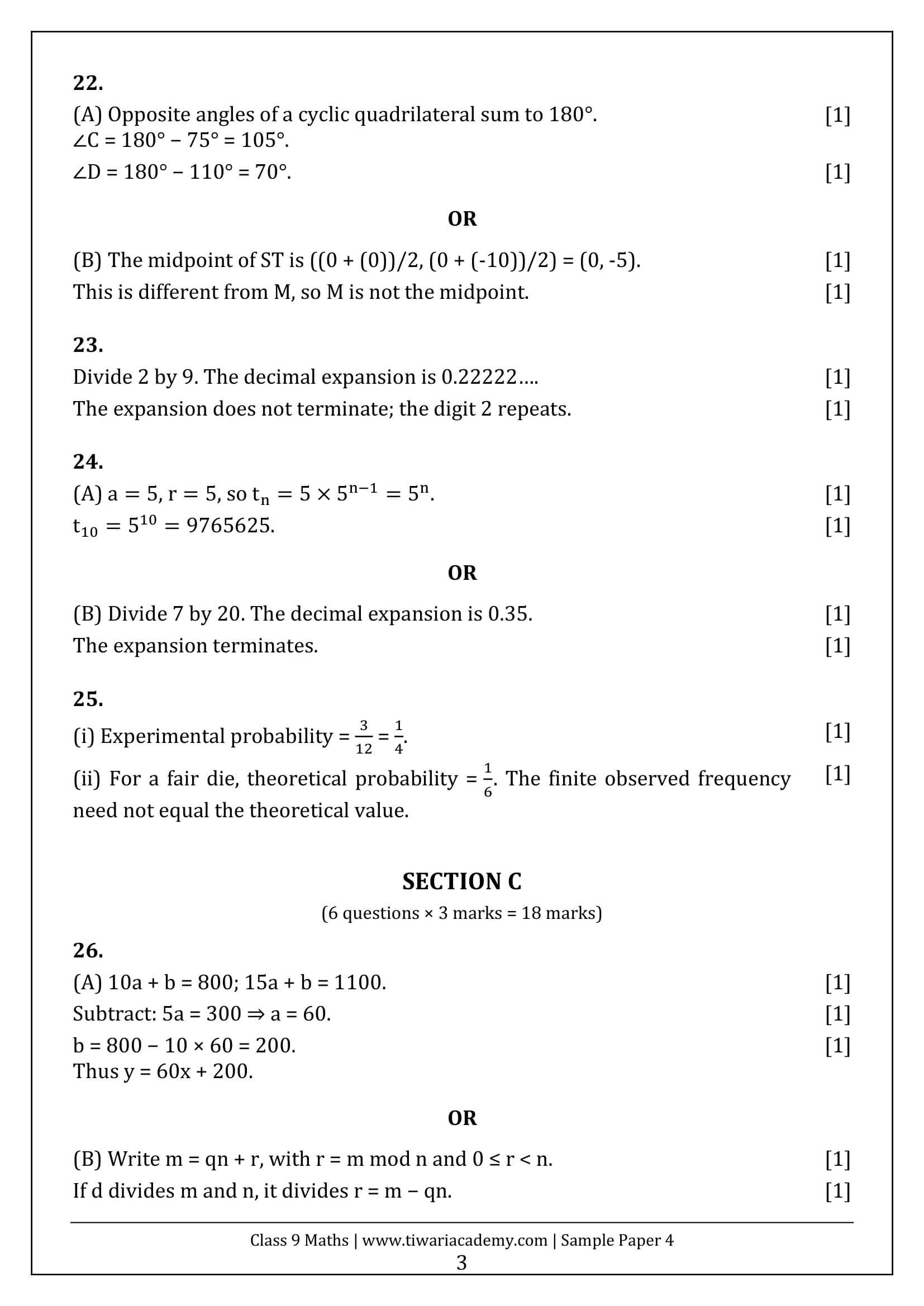 Class 9 Maths Ganita Manjari Sample Paper 4 Answers Page 3