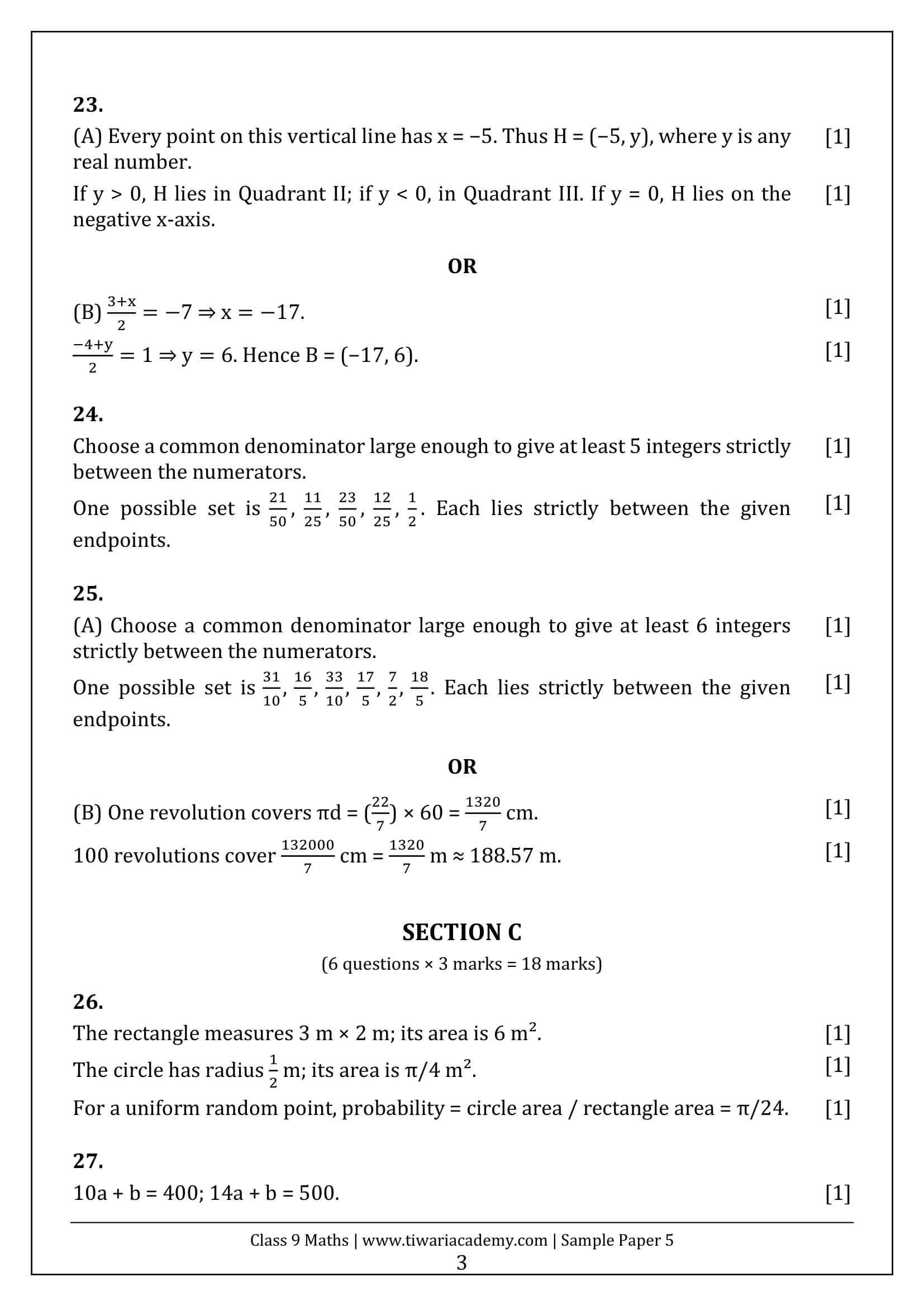 Class 9 Maths Ganita Manjari Sample Paper 5 Answers Page 3