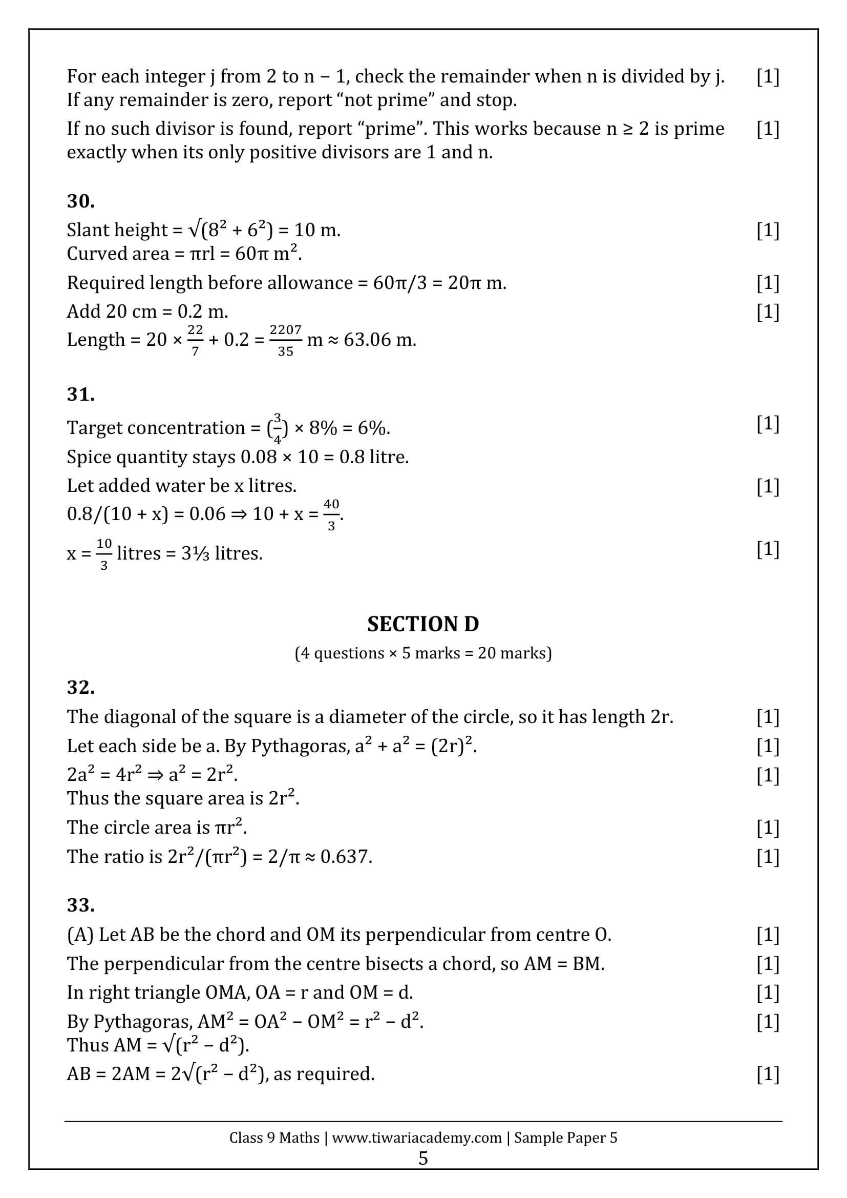 Class 9 Maths Ganita Manjari Sample Paper 5 Answers Page 5