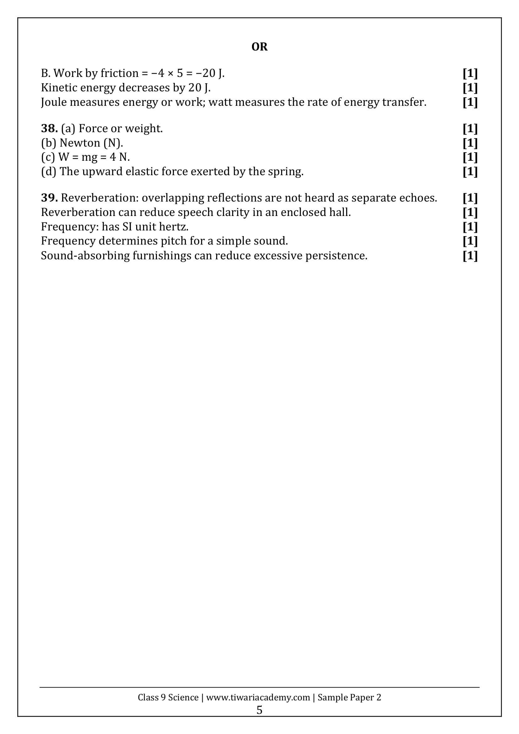 Class 9 Science Sample Paper 2 Answers Page 5