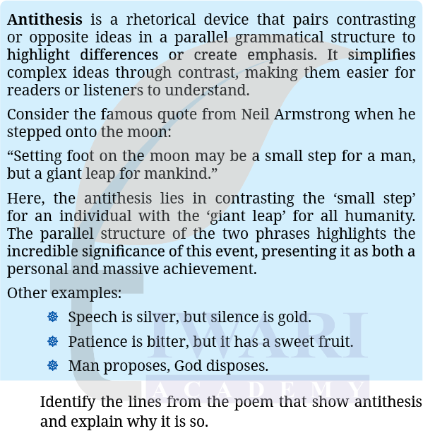 Class 9 English Kaveri Chapter 8 Poem Page 247 - Check your Understanding Question VIII